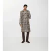 Trench Foxfield lung, cu imprimeu în carouri și efect de rafie Trench Foxfield lung, cu imprimeu în carouri și efect de rafie
