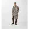 Trench Foxfield lung, cu imprimeu în carouri și efect de rafie Trench Foxfield lung, cu imprimeu în carouri și efect de rafie