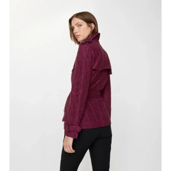 Trench Foxfield scurt din dantelă cu model Paisley