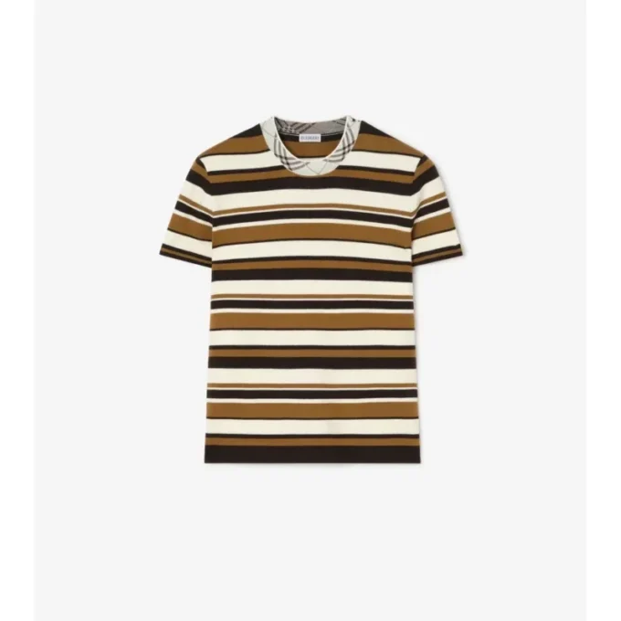 Tricou din amestec de lână cu dungi