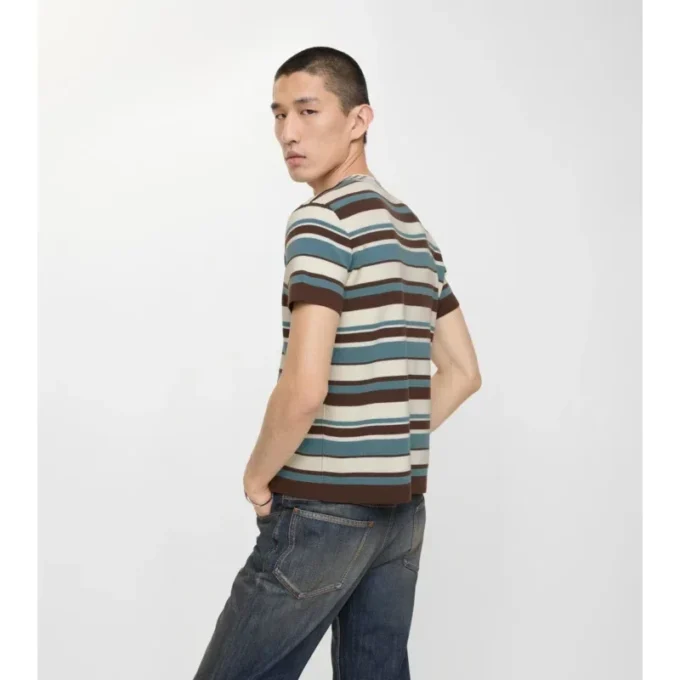 Tricou din amestec de lână cu dungi