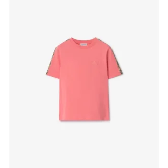 Tricou din bumbac cu bordură în carouri