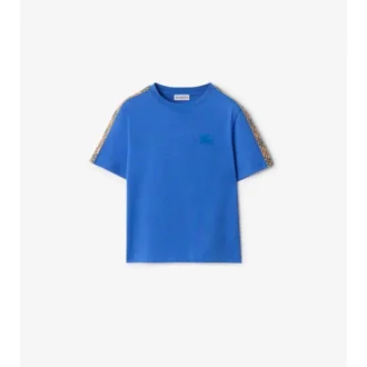 Tricou din bumbac cu bordură în carouri