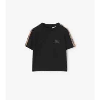 Tricou din bumbac cu bordură în carouri