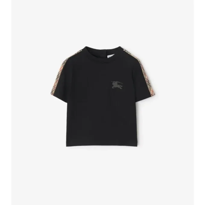Tricou din bumbac cu bordură în carouri Tricou din bumbac cu bordură în carouri
