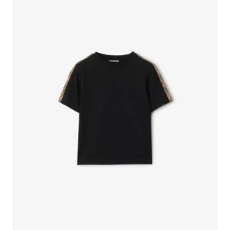 Tricou din bumbac cu bordură în carouri