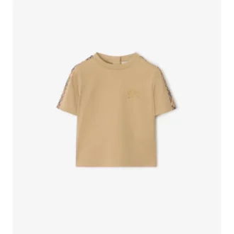 Tricou din bumbac cu bordură în carouri
