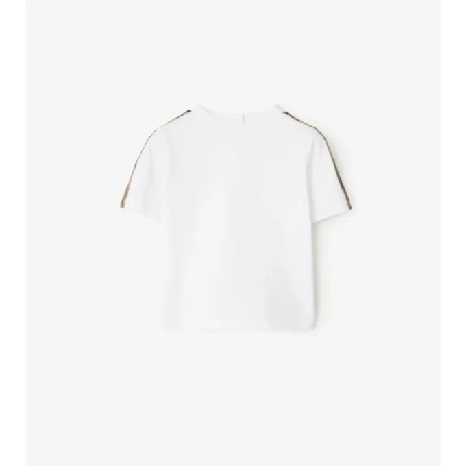 Tricou din bumbac cu bordură în carouri