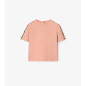 Tricou din bumbac cu bordură în carouri