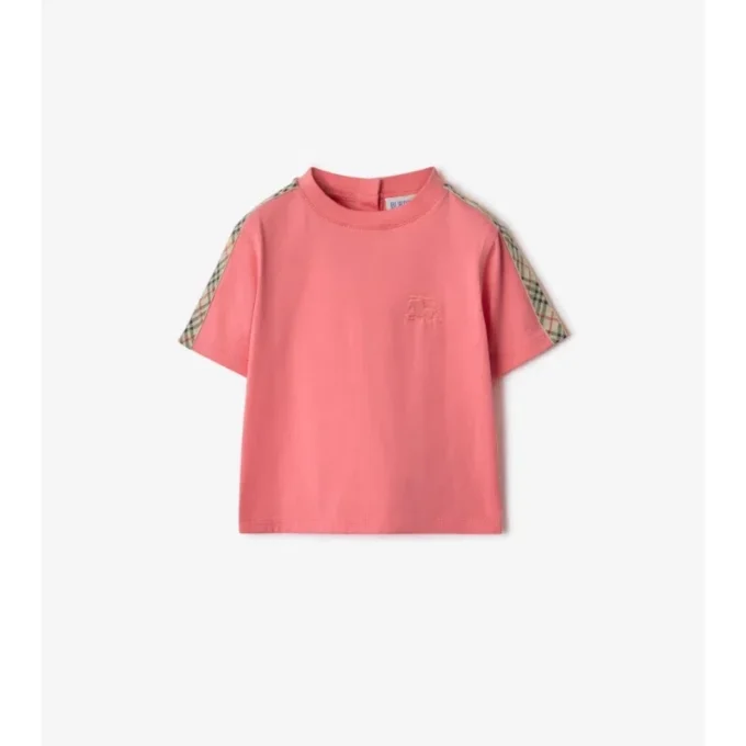 Tricou din bumbac cu bordură în carouri