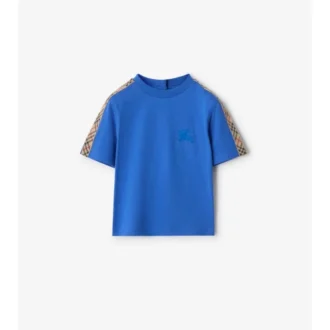 Tricou din bumbac cu bordură în carouri