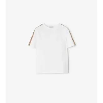 Tricou din bumbac cu bordură în carouri