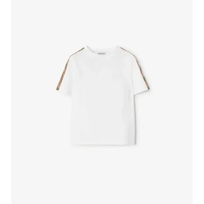Tricou din bumbac cu bordură în carouri Tricou din bumbac cu bordură în carouri