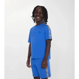 Tricou din bumbac cu bordură în carouri