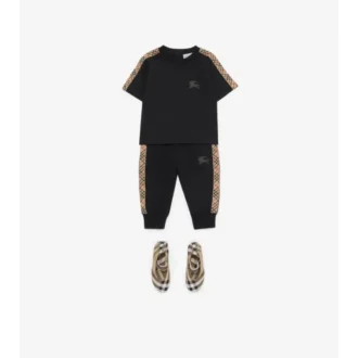 Tricou din bumbac cu bordură în carouri