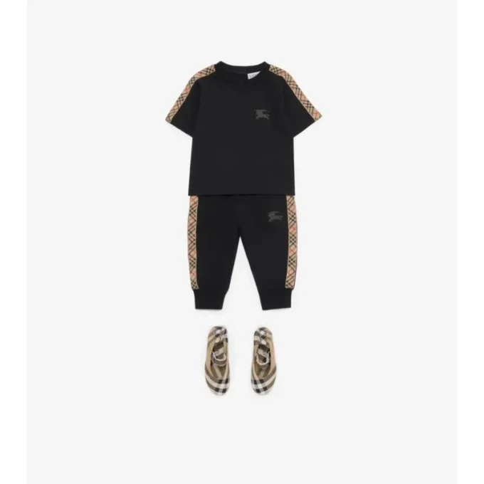 Tricou din bumbac cu bordură în carouri Tricou din bumbac cu bordură în carouri