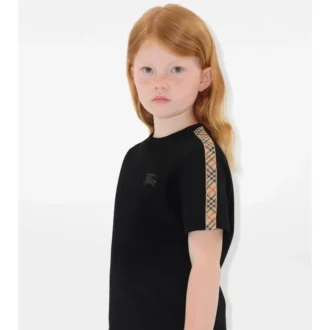 Tricou din bumbac cu bordură în carouri