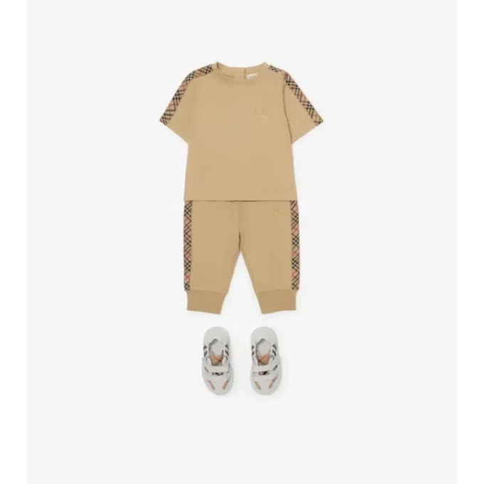Tricou din bumbac cu bordură în carouri Tricou din bumbac cu bordură în carouri