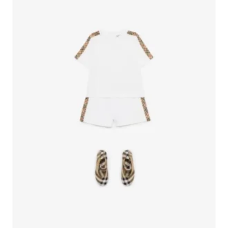 Tricou din bumbac cu bordură în carouri