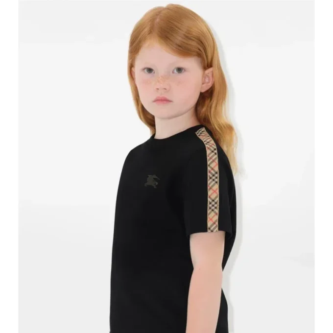 Tricou din bumbac cu bordură în carouri