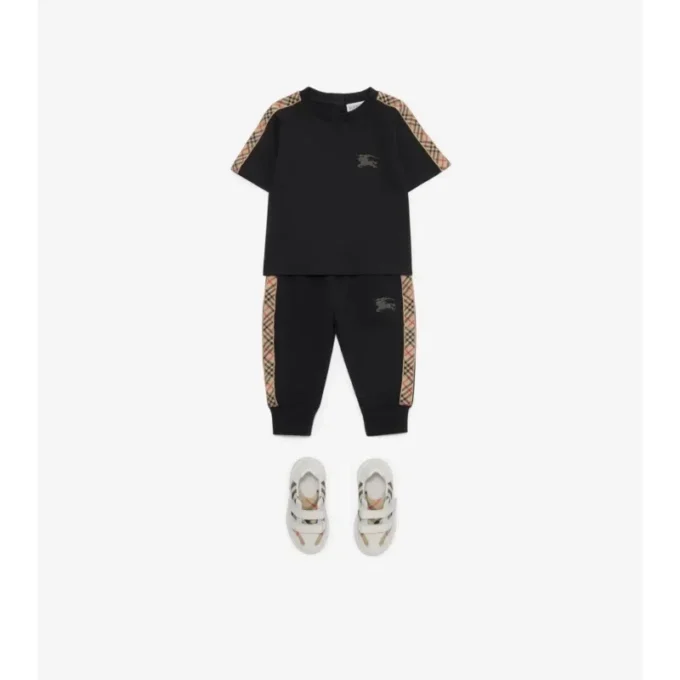 Tricou din bumbac cu bordură în carouri Tricou din bumbac cu bordură în carouri