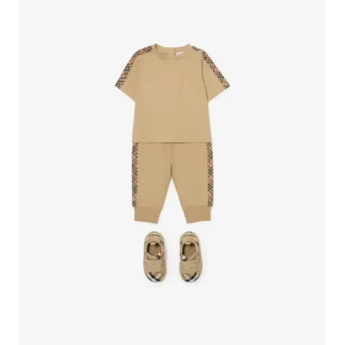 Tricou din bumbac cu bordură în carouri Tricou din bumbac cu bordură în carouri