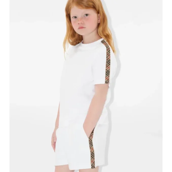 Tricou din bumbac cu bordură în carouri Tricou din bumbac cu bordură în carouri