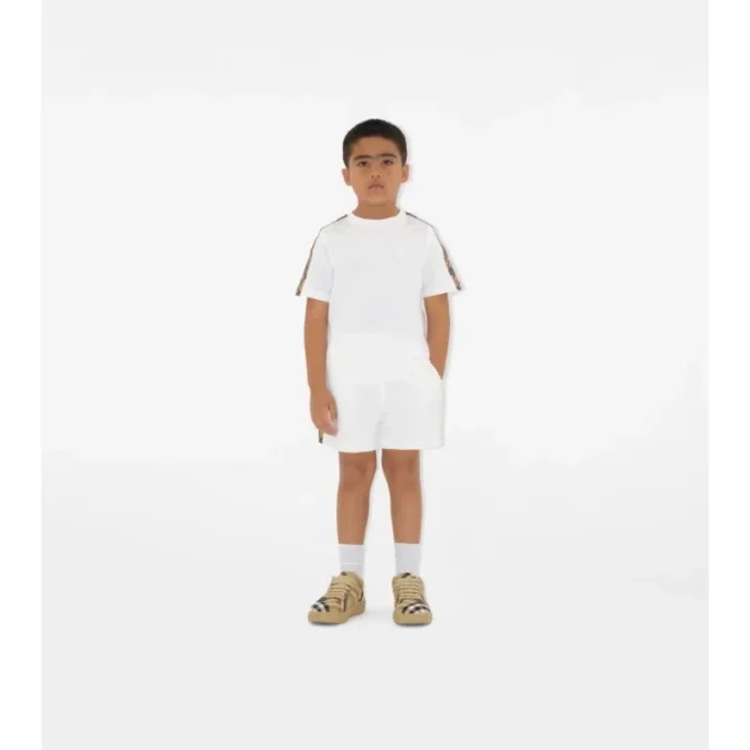 Tricou din bumbac cu bordură în carouri Tricou din bumbac cu bordură în carouri
