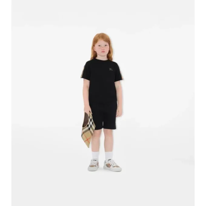 Tricou din bumbac cu bordură în carouri