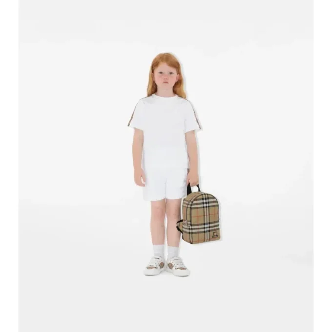 Tricou din bumbac cu bordură în carouri Tricou din bumbac cu bordură în carouri