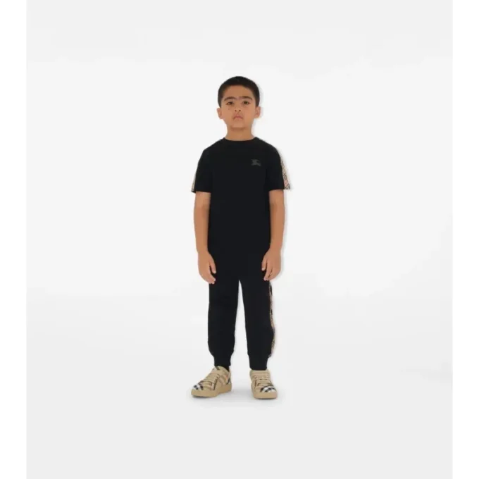 Tricou din bumbac cu bordură în carouri