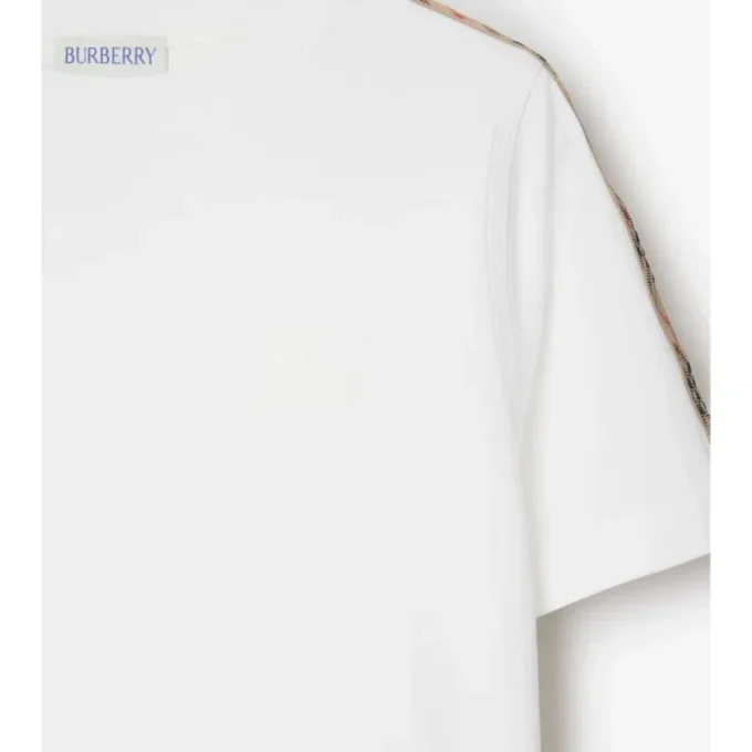 Tricou din bumbac cu bordură în carouri Tricou din bumbac cu bordură în carouri