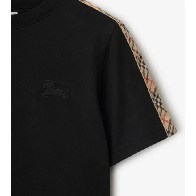 Tricou din bumbac cu bordură în carouri