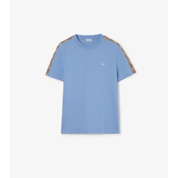 Tricou din bumbac cu borduri în carouri Tricou din bumbac cu borduri în carouri