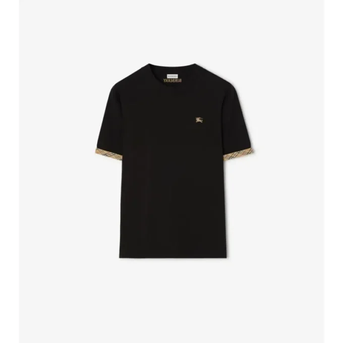 Tricou din bumbac cu borduri în carouri