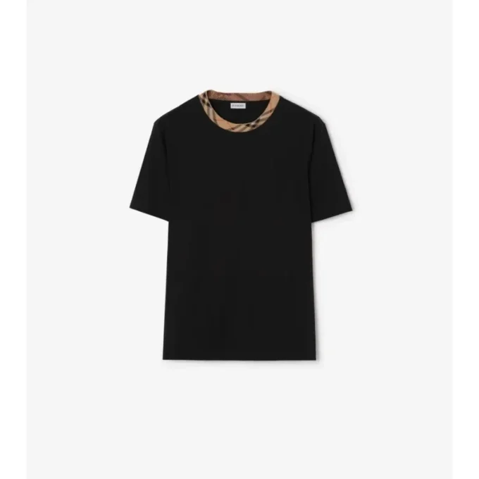 Tricou din bumbac cu borduri în carouri Tricou din bumbac cu borduri în carouri