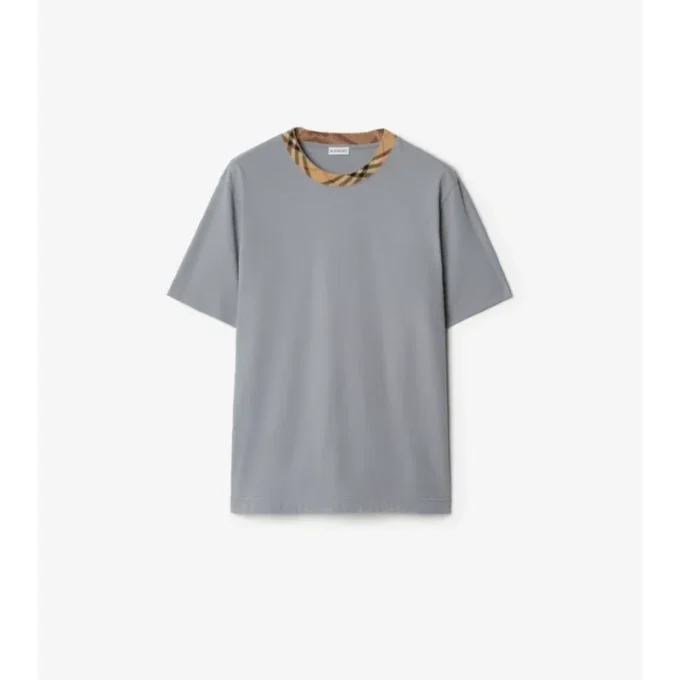 Tricou din bumbac cu borduri în carouri Tricou din bumbac cu borduri în carouri