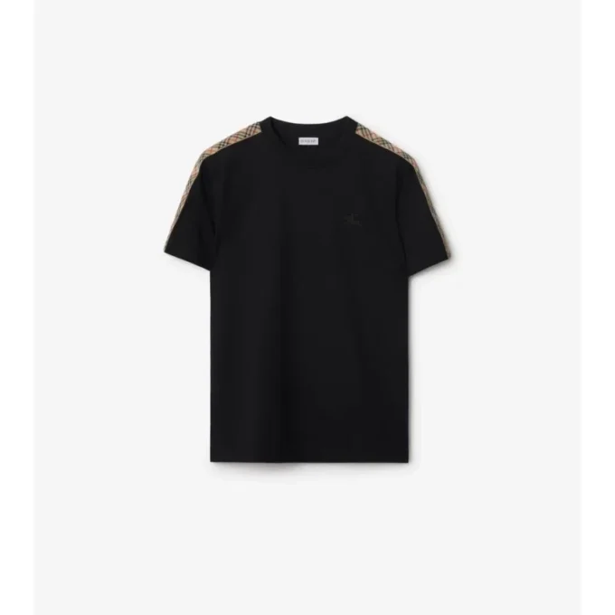 Tricou din bumbac cu borduri în carouri Tricou din bumbac cu borduri în carouri