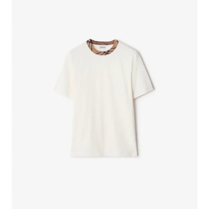 Tricou din bumbac cu borduri în carouri Tricou din bumbac cu borduri în carouri