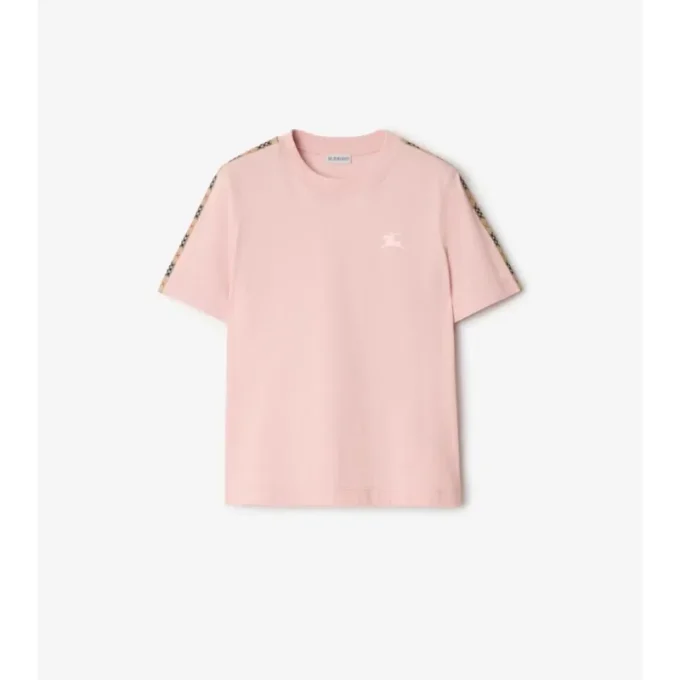 Tricou din bumbac cu borduri în carouri Tricou din bumbac cu borduri în carouri