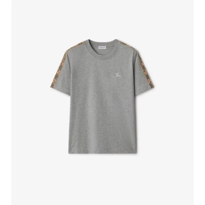 Tricou din bumbac cu borduri în carouri Tricou din bumbac cu borduri în carouri