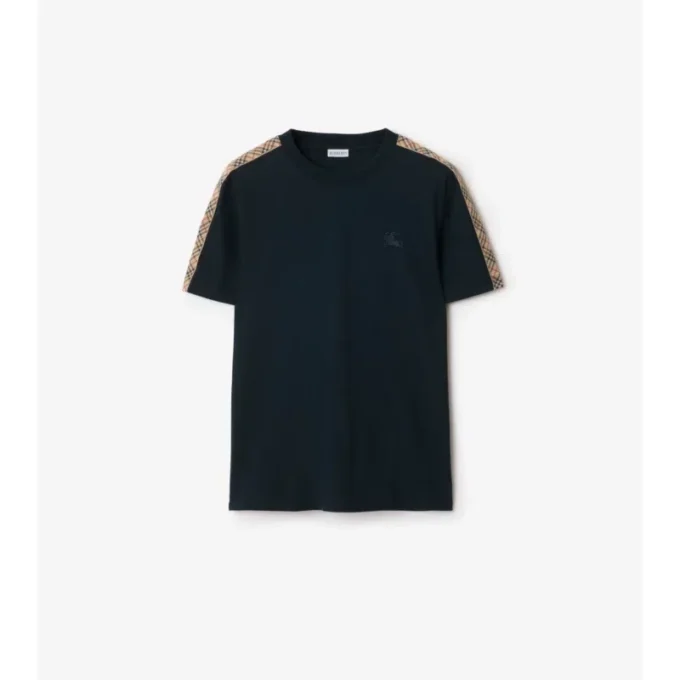 Tricou din bumbac cu borduri în carouri Tricou din bumbac cu borduri în carouri