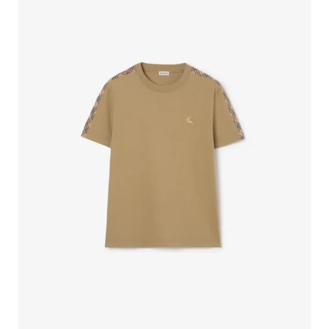 Tricou din bumbac cu borduri în carouri Tricou din bumbac cu borduri în carouri