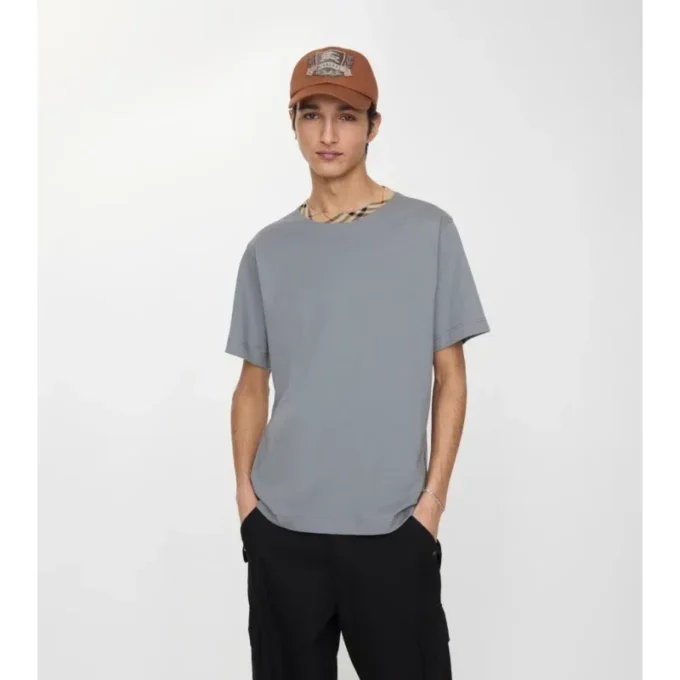Tricou din bumbac cu borduri în carouri Tricou din bumbac cu borduri în carouri