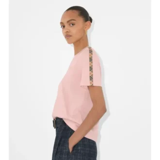 Tricou din bumbac cu borduri în carouri Tricou din bumbac cu borduri în carouri