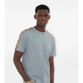 Tricou din bumbac cu borduri în carouri