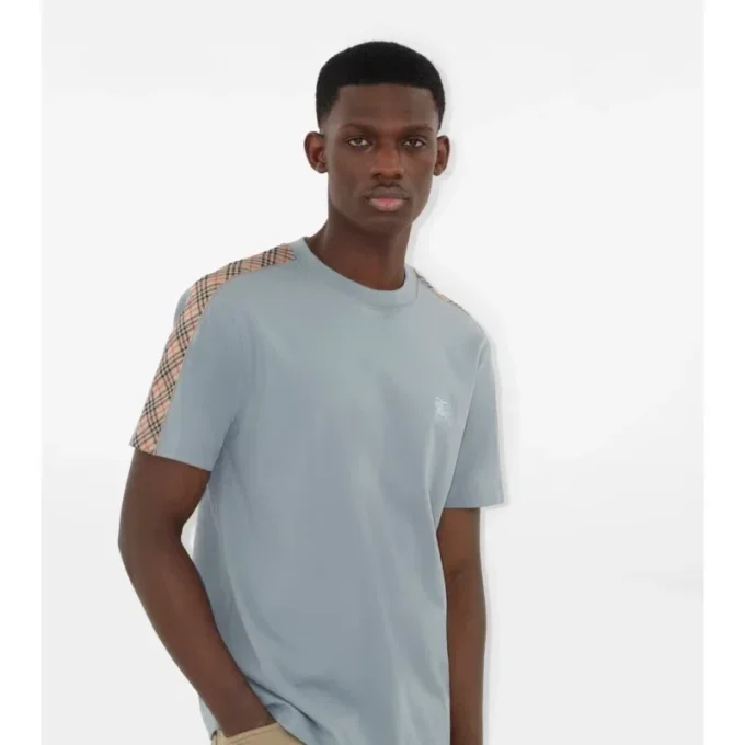 Tricou din bumbac cu borduri în carouri