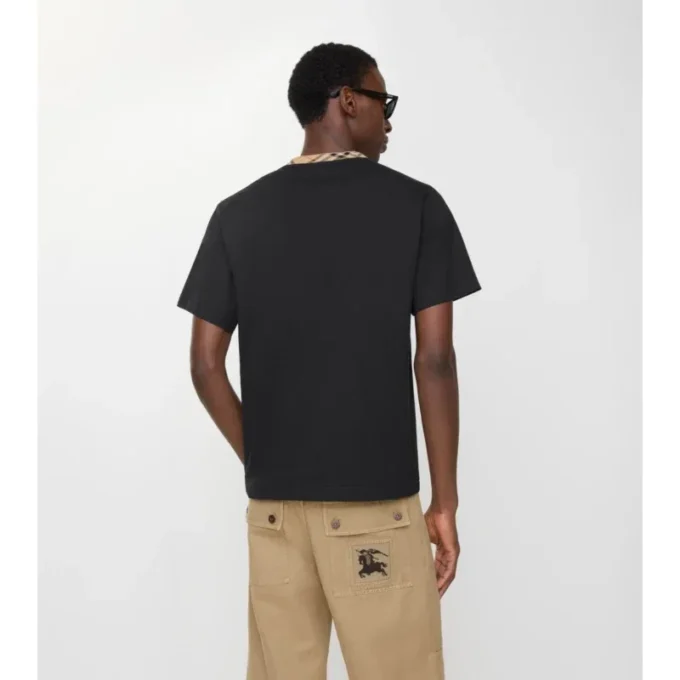 Tricou din bumbac cu borduri în carouri Tricou din bumbac cu borduri în carouri