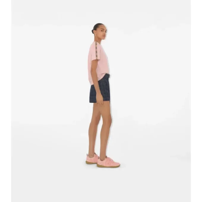 Tricou din bumbac cu borduri în carouri Tricou din bumbac cu borduri în carouri