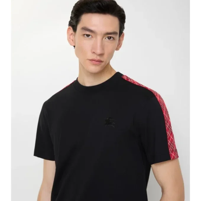 Tricou din bumbac cu borduri în carouri